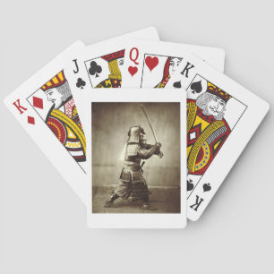 Samurai mit erhöhtem Schwert, c.1860 (Albumen-Druc Spielkarten