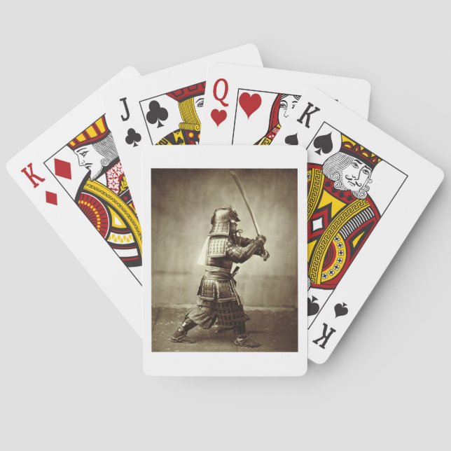 Samurai mit erhöhtem Schwert, c.1860 (Albumen-Druc Spielkarten (Rückseite)