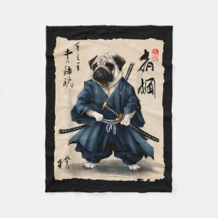 Samurai Mops Japanische Anime Hund Mops Liebhaber Fleecedecke