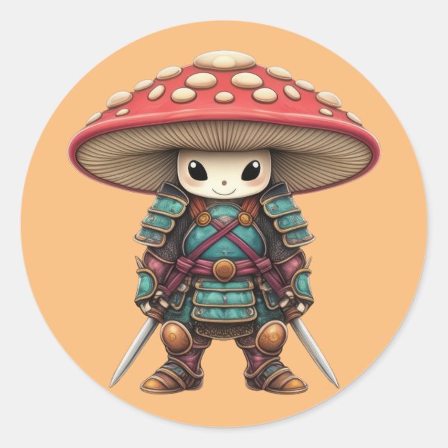 Samurai Mushroom Runder Aufkleber (Vorderseite)