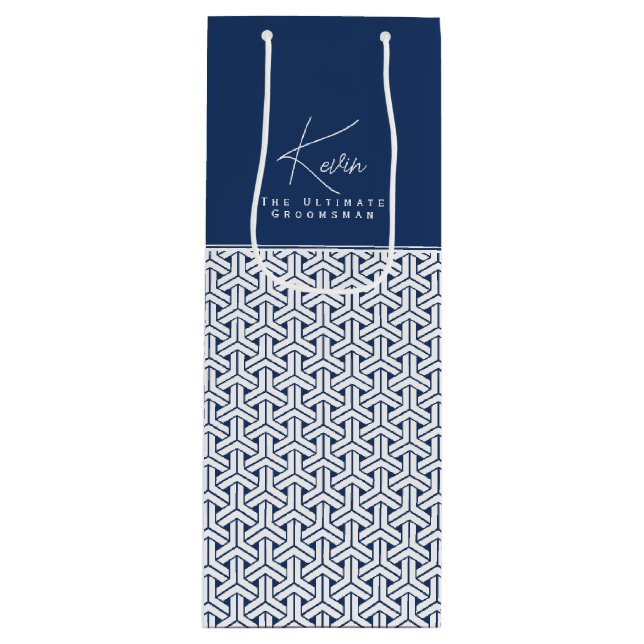 Samurai Muster Personalisierter Trauzeuge| Geschenktüte Für Weinflaschen (Vorderseite)