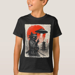 Samurai Ninja Cat Warrior Ufo Japanisch Anime Gesc T-Shirt
