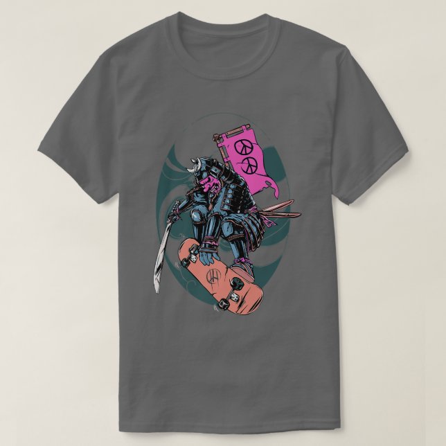 Samurai Ninja Japan Skateboard Apparel T-Shirt (Design vorne)