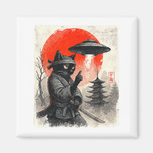 Samurai Ninja Katze Krieger UFO japanischer Anime Magnet