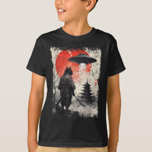 Samurai Ninja Katzen Krieger Sumi-e Ufo Ukiyo-e Sc T-Shirt