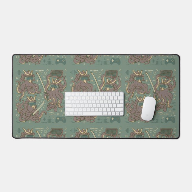 Samurai-Oktopus mit VR-Brille Schreibtischunterlage (Tastatur & Maus)