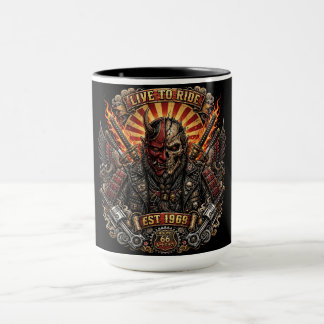 Samurai Oni Biker- Live To Ride Est 1969 Route 66 Tasse