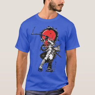 Samurai-Oni-Maske-Katana-Sonnenuntergang-Grafik-T- T-Shirt