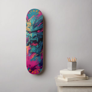 Samurai-Oni-Masken-Graffiti-Kunst – Limitierte Edi Skateboard