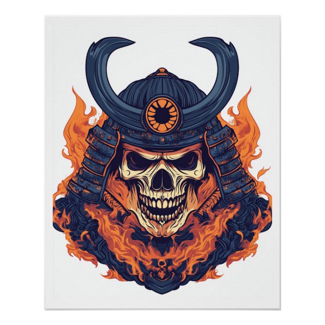 Samurai-Oni-Schädel Poster (Vorderseite)