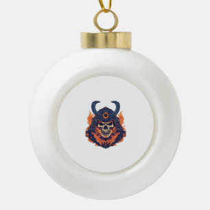 Samurai Oni Skull Keramik Kugel-Ornament