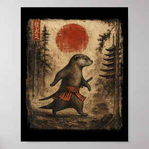 Samurai Otter japanische Vintage Funny Gifts Graph Poster