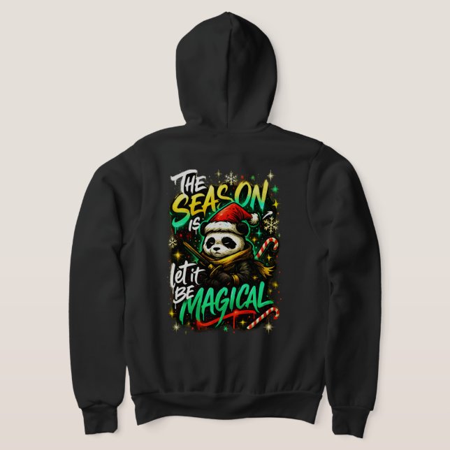 Samurai Panda Christmas Magic Edgy Winter Holiday Hoodie (AblageHinten)