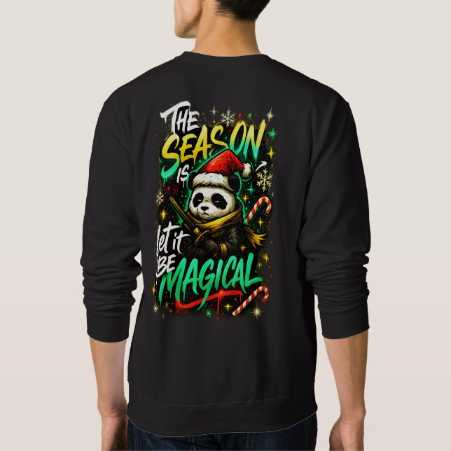 Samurai Panda Christmas Magic Men's Edgy Winter Sweatshirt (Rückseite)