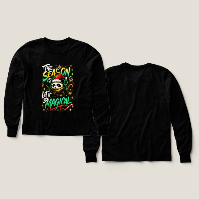 Samurai Panda Mädchen Premium Cozy Weihnachts-T-Sh (Design Vorder- & Rückseite)