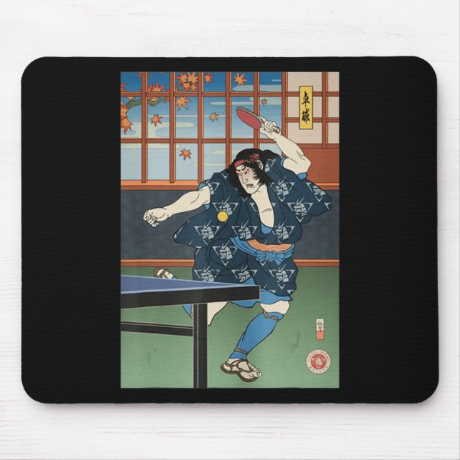 Samurai Play Table Tennis Ping Pong Ukiyoe Mousepad (Vorne)