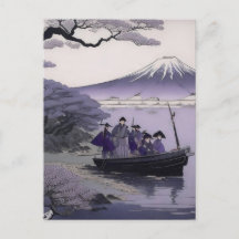Samurai-Postkarte Mount Fuji Japanische Kunst