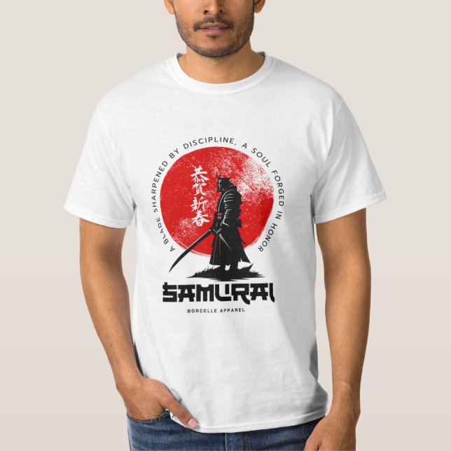 Samurai Print Cotton T-Shirt – Bold & Stylish  (Vorderseite)