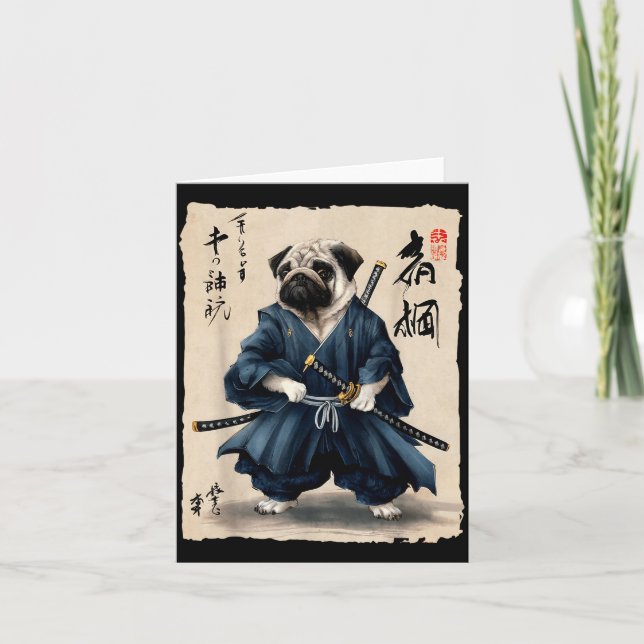 Samurai Pug Japanese Anime Dog Pug Lover Funny For Karte (Vorderseite)