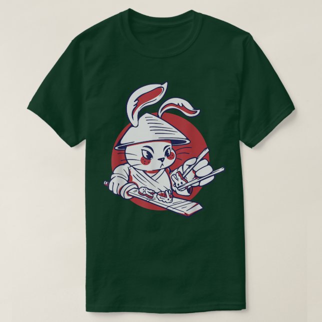 Samurai Rabbit Making Sushi T-Shirt (Design vorne)