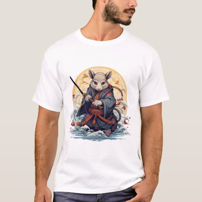  Samurai rat Basic white T-Shirt (Vorderseite)
