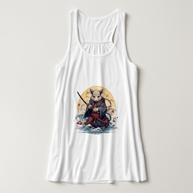 Samurai-Ratte Damen-Tank-Tops Tank Top (Design Vorderseite)