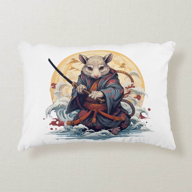 Samurai-Ratte-Wurfkissen Dekokissen (Vorderseite)