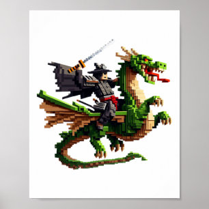 Samurai-Reitdrache-Charakter-Gaming-Design-Bloc Poster