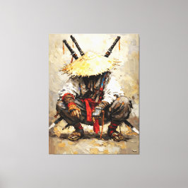 Samurai Resting Palette Knife Orange Impasto Leinwanddruck