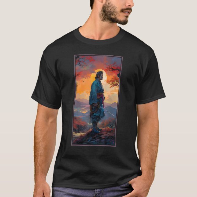 Samurai Retro Japanischer Krieger Print Art Japan  T-Shirt (Vorderseite)