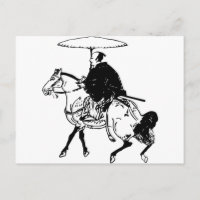 Samurai Riding a Horse with Umbrella