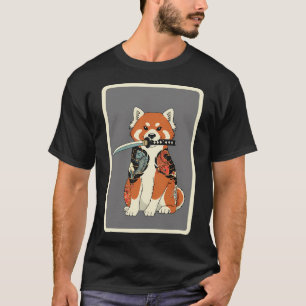 Samurai-Rot-Panda-Tätowierungsstil T-Shirt