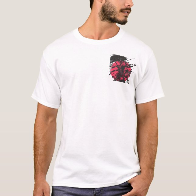Samurai Rouge & Noir – Künstlerisches Japanisches  T-Shirt (Vorderseite)