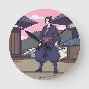 Samurai Runde Wanduhr