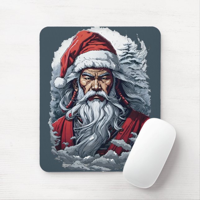 Samurai Santa Warrior Weihnachtsgeschenk Mousepad (Mit Mouse)