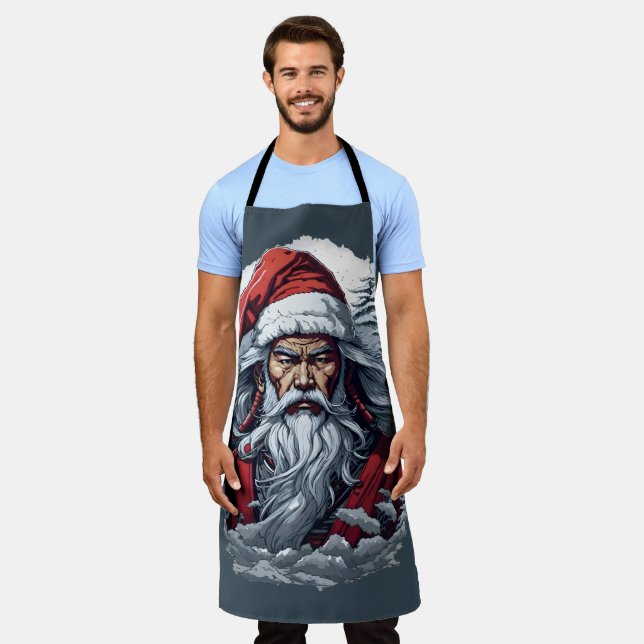 Samurai Santa Warrior Weihnachtsgeschenk Schürze (Getragen)