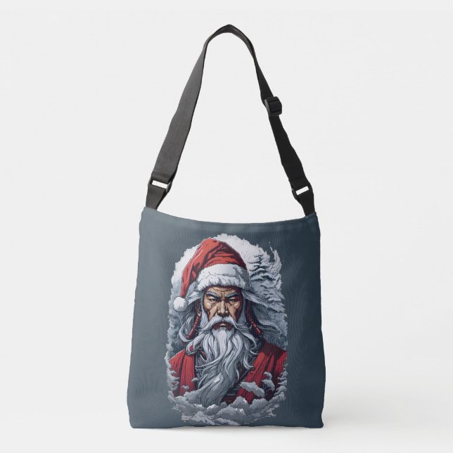 Samurai Santa Warrior Weihnachtsgeschenk Tragetaschen Mit Langen Trägern (Vorderseite)