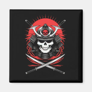 Samurai-Schädel Aufgehende Sonne Krieger Kunst Magnet