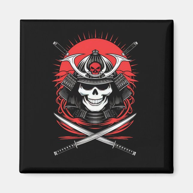 Samurai-Schädel Aufgehende Sonne Krieger Kunst Magnet (Vorne)