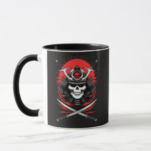 Samurai-Schädel aufsteigende Sonne Krieger Kunst Tasse