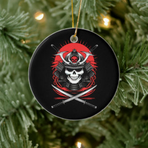 Samurai-Schädel Rising Sun Krieger Kunst Keramik Ornament