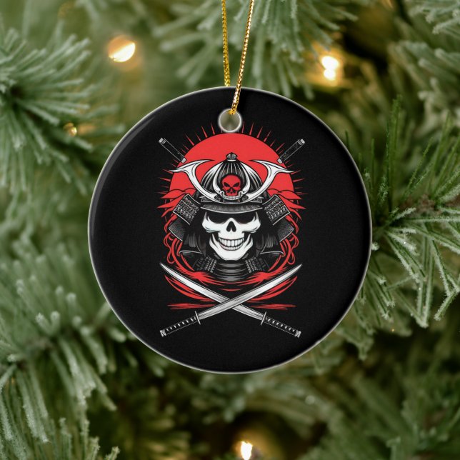 Samurai-Schädel Rising Sun Krieger Kunst Keramik Ornament (Baum)