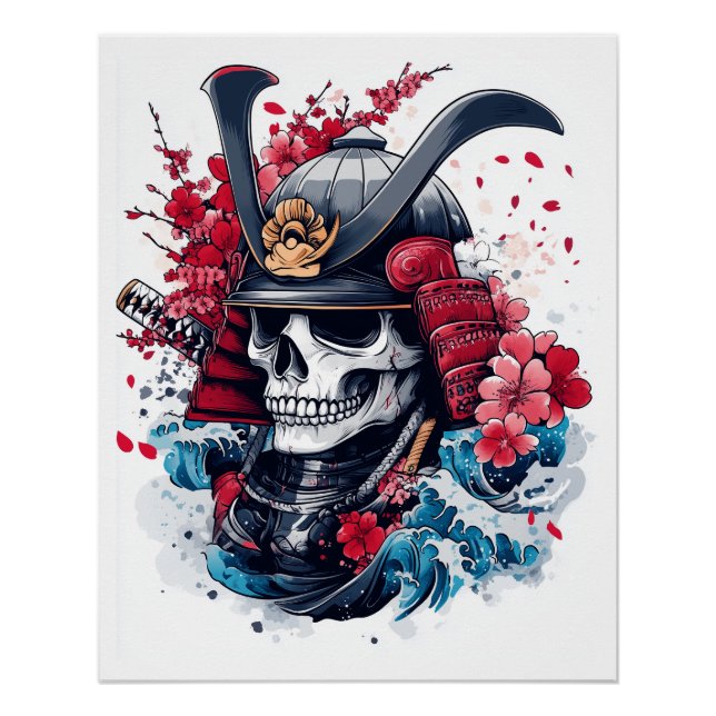 Samurai-Schädelkrieger Poster (Vorderseite)