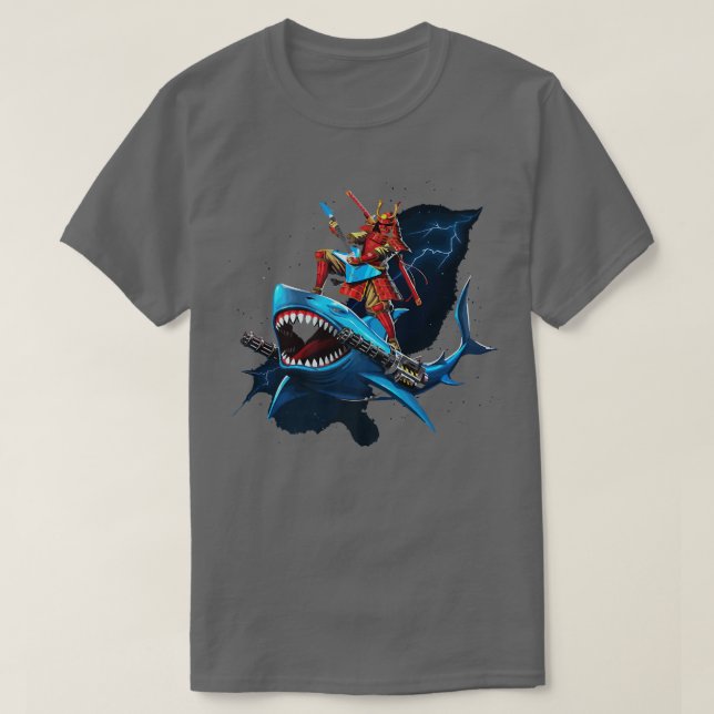 Samurai Shark Funny pun T-Shirt (Design vorne)