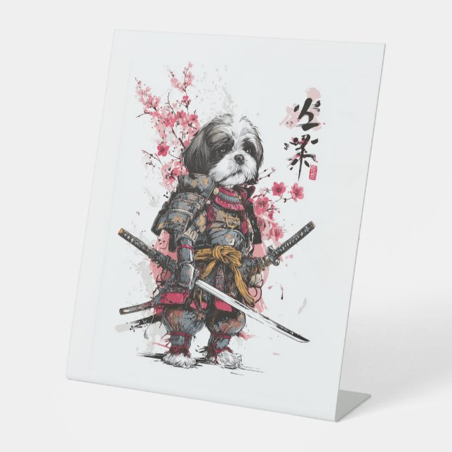 Samurai Shih Tzu - Epic Warrior Dog Sockelschild (Vorderseite)