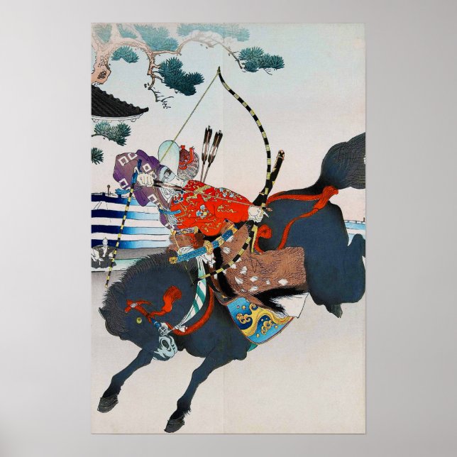 Samurai Shooting a Bow, Ukiyo-e Poster (Vorne)
