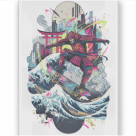 Samurai Skateboard Art – Japanese Spirit & Street  Aufkleber