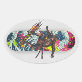 Samurai Skateboard Art – Japanese Spirit & Street Ovaler Aufkleber