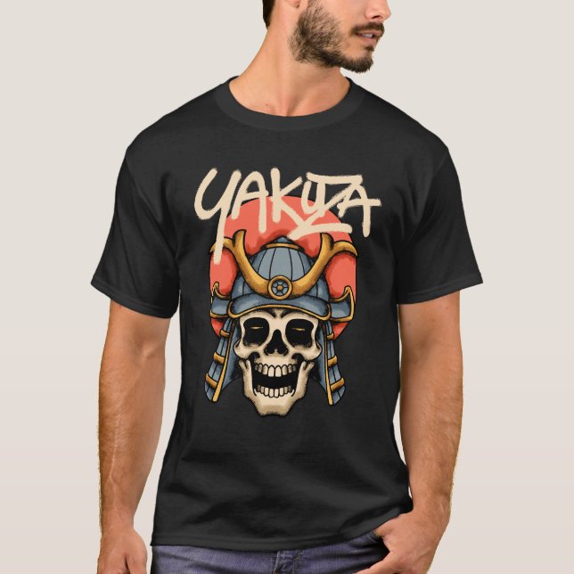 Samurai Skull with Red Sun streetwear  T-Shirt (Vorderseite)