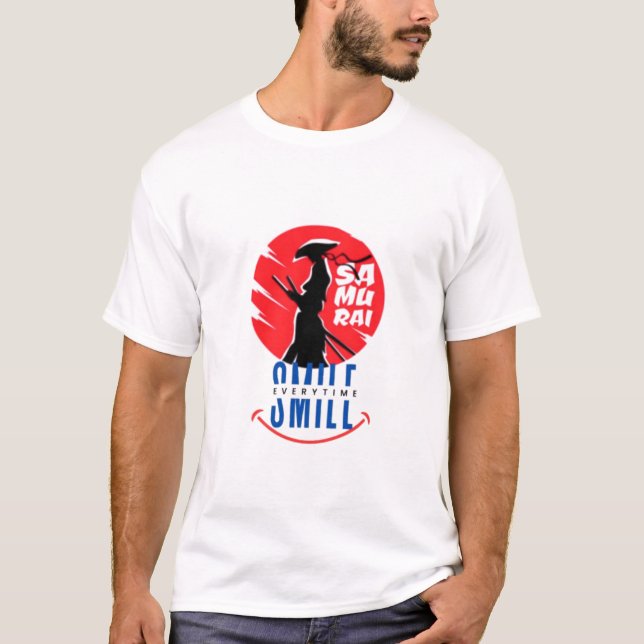 Samurai Smile Unique Warrior Design T-Shirt (Vorderseite)